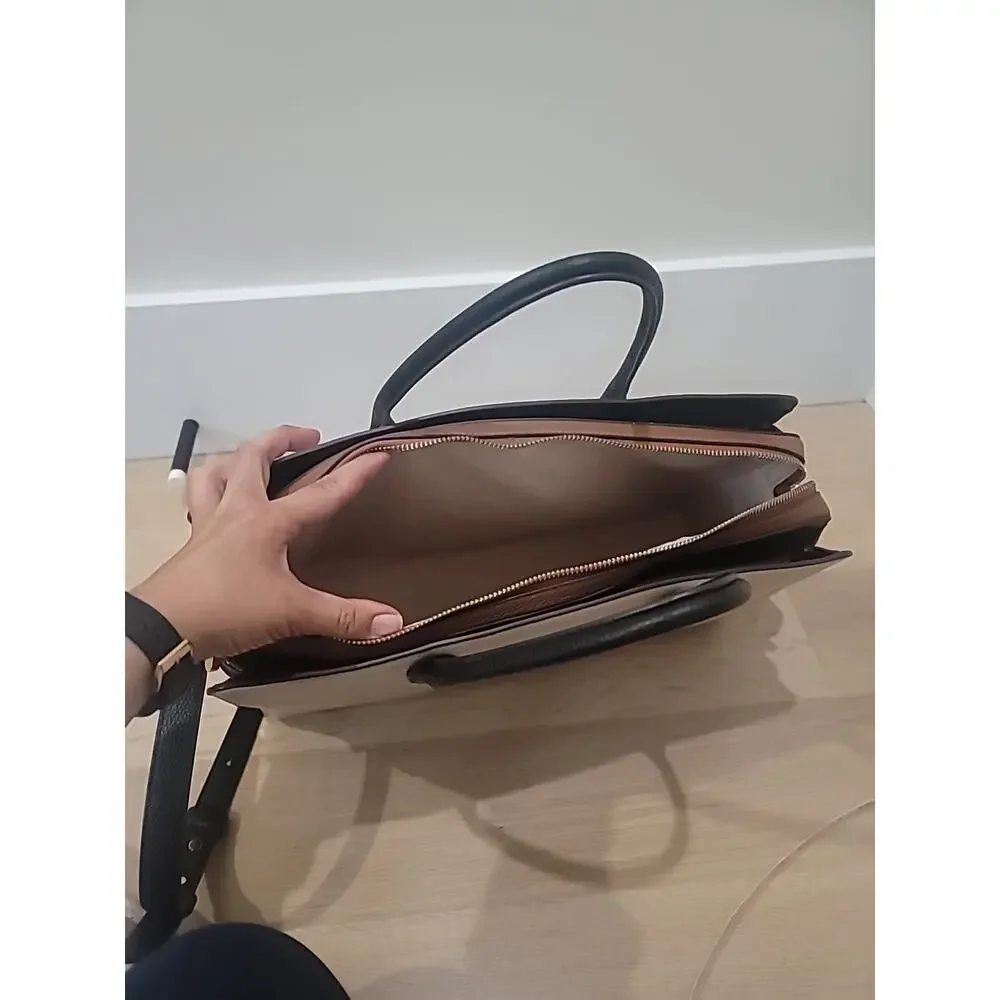 Kate Spade Knott Large Cream Tan Leather Laptop Work Commuter Bag Travel School - Picture 11 of 14
